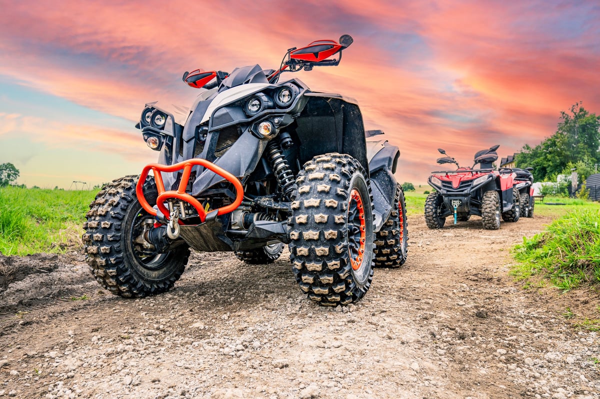 ATV off-road adventure vehicles ready for a Chukka Caribbean Adventures tour